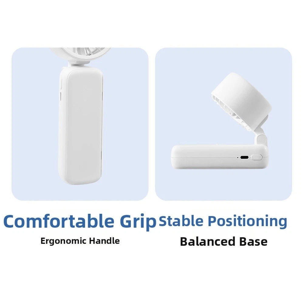 USB Rechargeable Foldable Fan with 3 Speeds for All Vehicles (2000mAh)