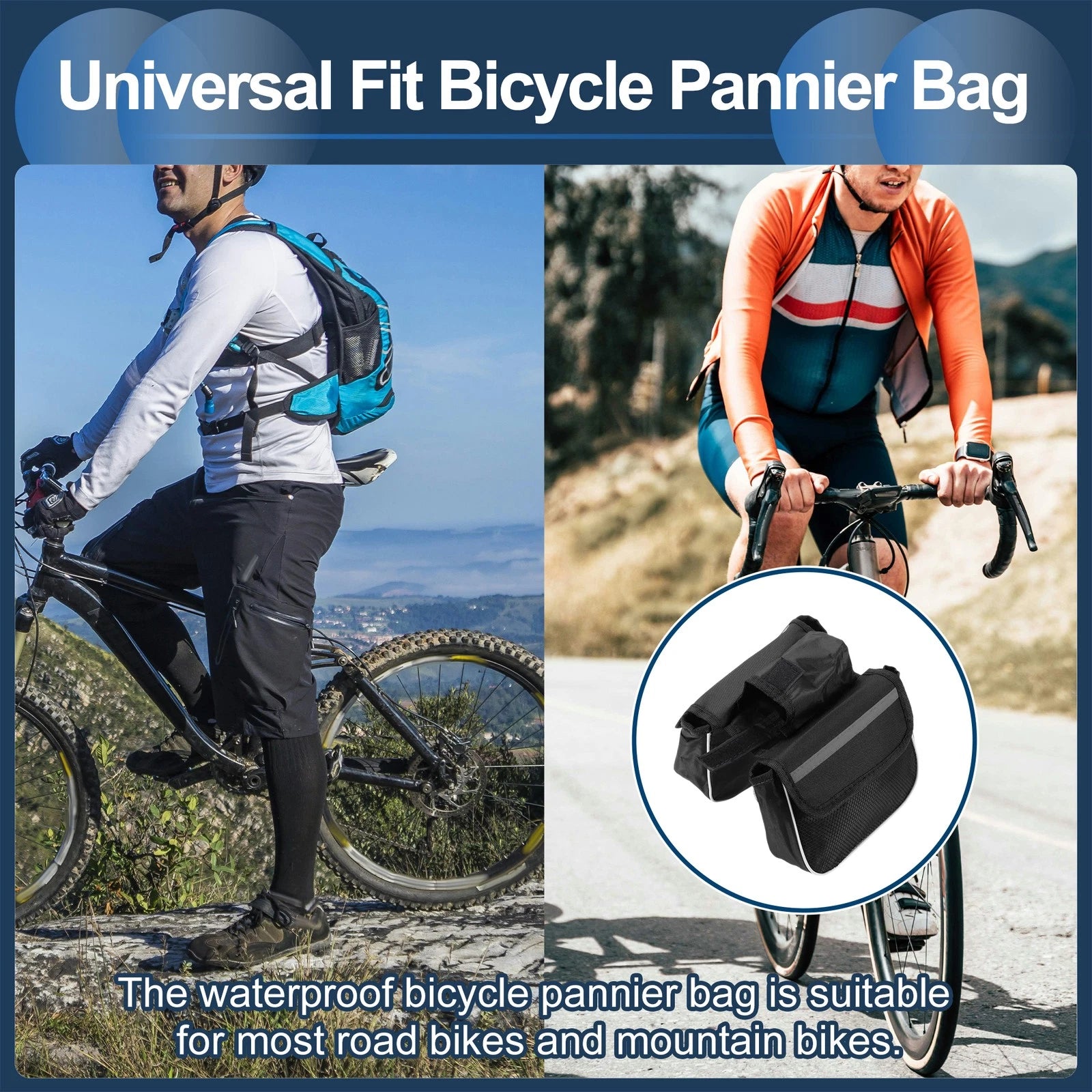 Waterproof Front Frame Bike Bag for Bicycle Pannier Carrier (Nylon) (Universal)