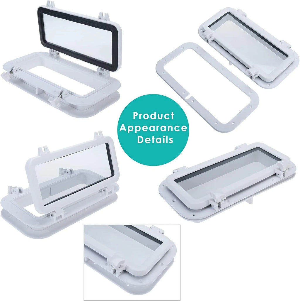 Rectangle Portlight Tempered Glass Opening Window for Boat (15-3/4" x 7-7/8")