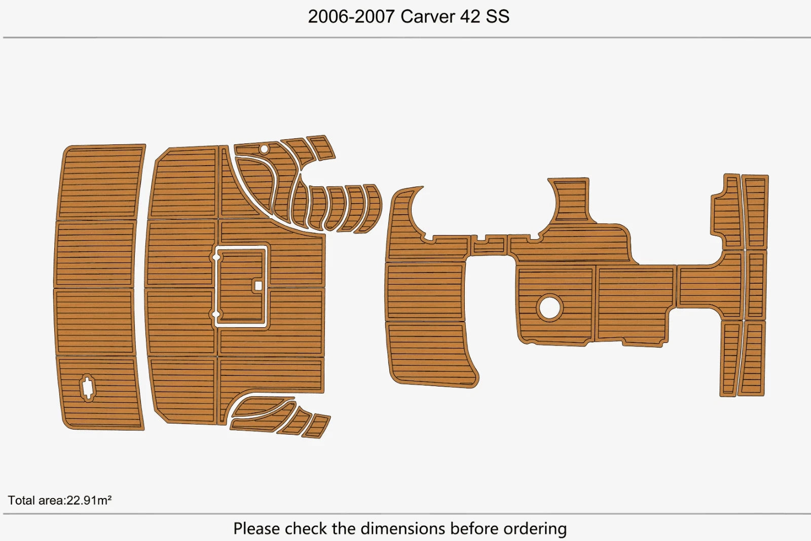 EVA Foam Pads for Carver 42 SS (2007) - Faux Teak Deck Floor