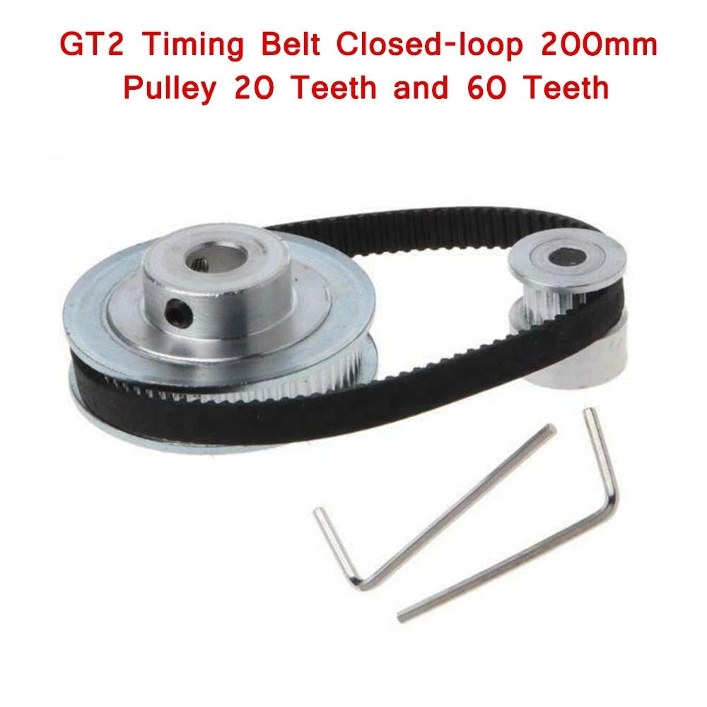 GT2 Timing Belt Closed-Loop Pulley Set for 3D Printer (200mm, 20T, 60T)