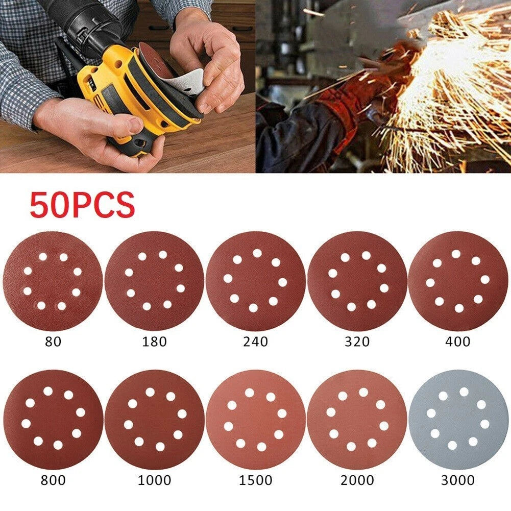 50pcs 5 Inch Aluminium Oxide Sanding Discs for Automotive Use