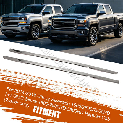 2X Window Sill Trim Molding for Chevy Silverado/Sierra Regular Cab (2014–2018)