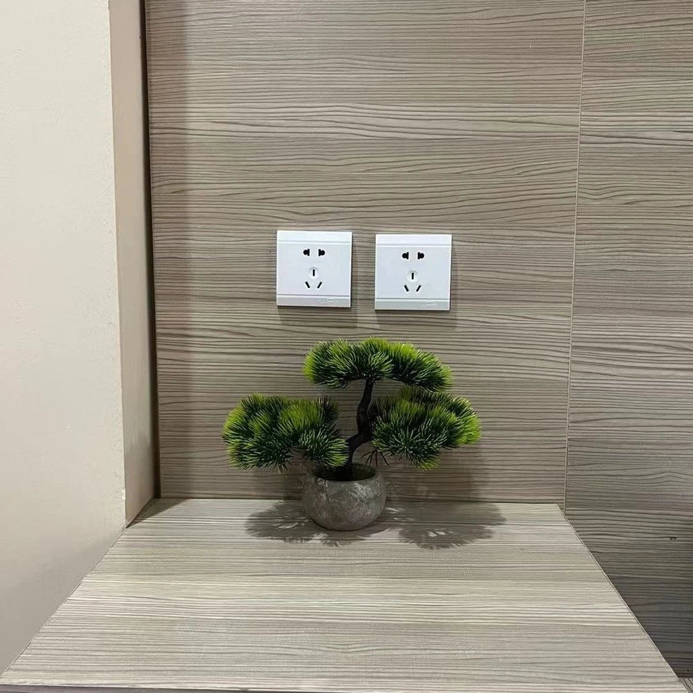 Artificial Bonsai Faux Pine Tree 22cm for Indoor Desk Shelf Decor