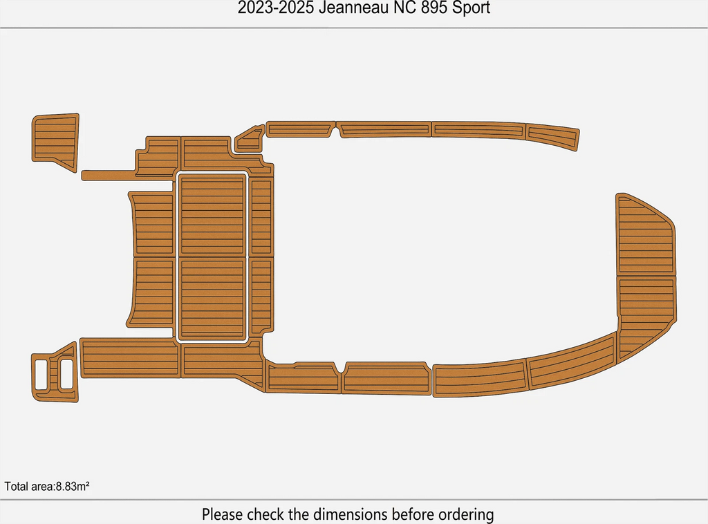 EVA Pads for Jeanneau NC 895 Sport (2025) - Teak Flooring Mat