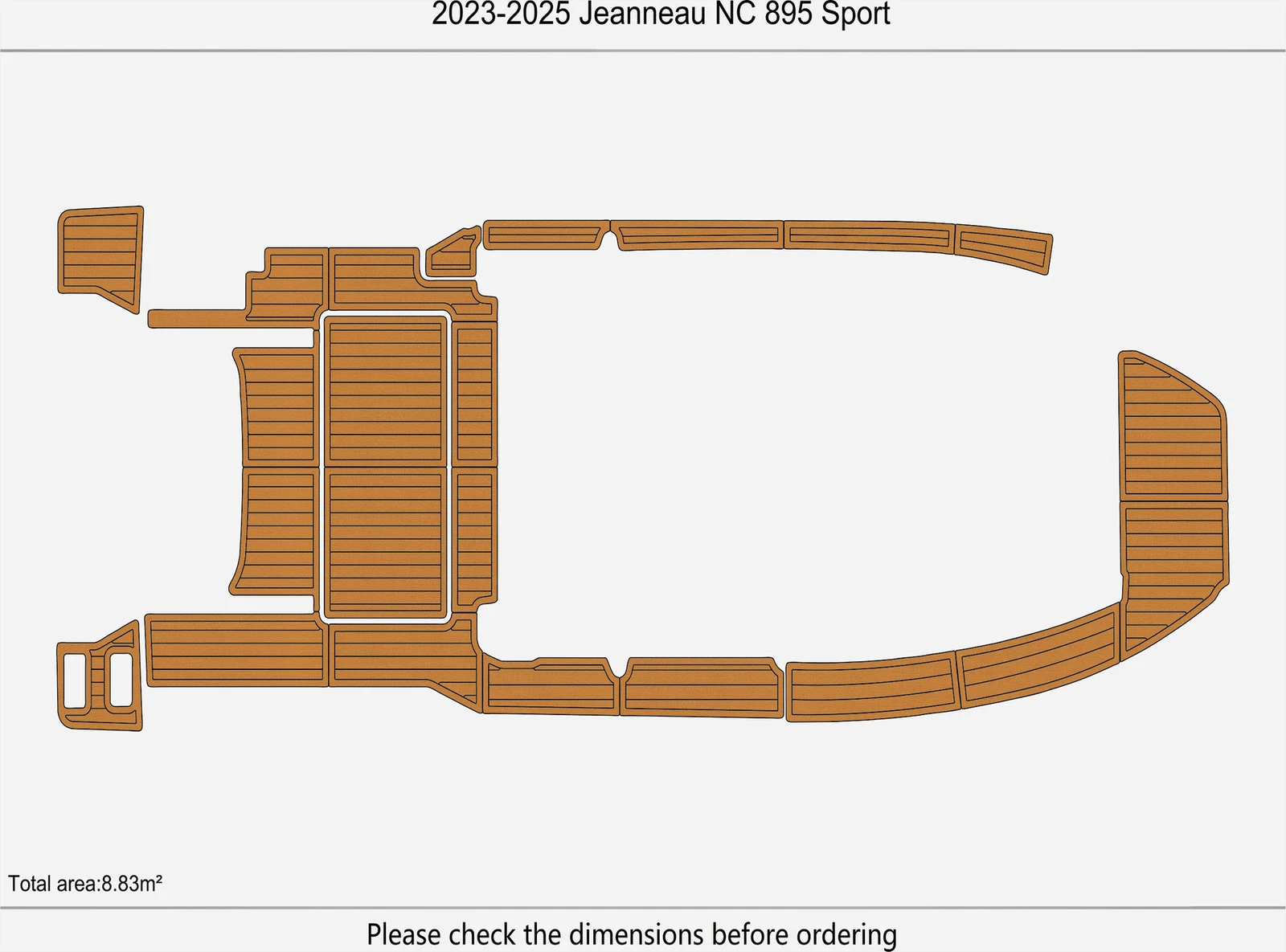 EVA Pads for Jeanneau NC 895 Sport (2025) - Teak Flooring Mat