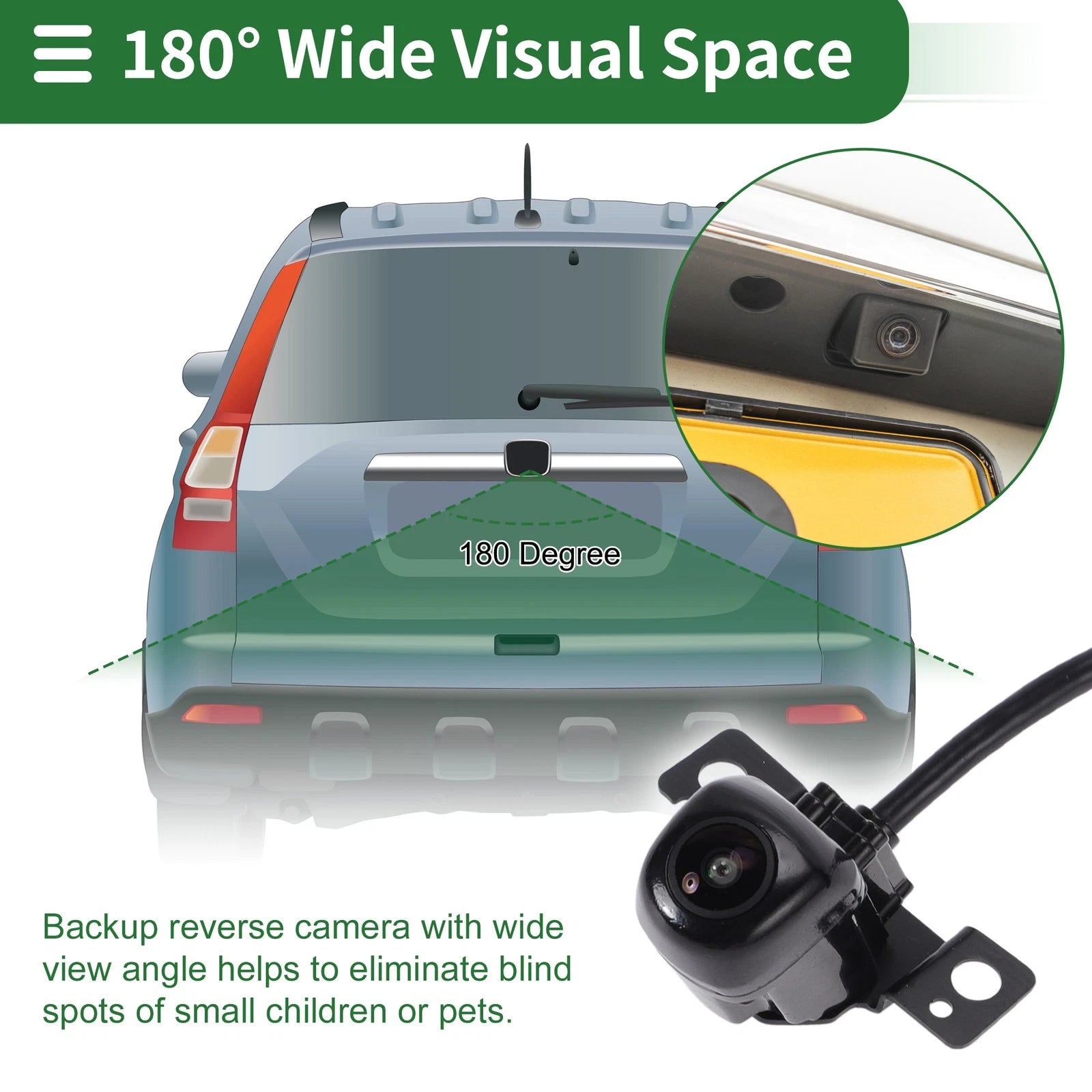 Rear View Backup Camera 120-180 Degree Replacement for Hyundai Santa Fe (2007–2018)