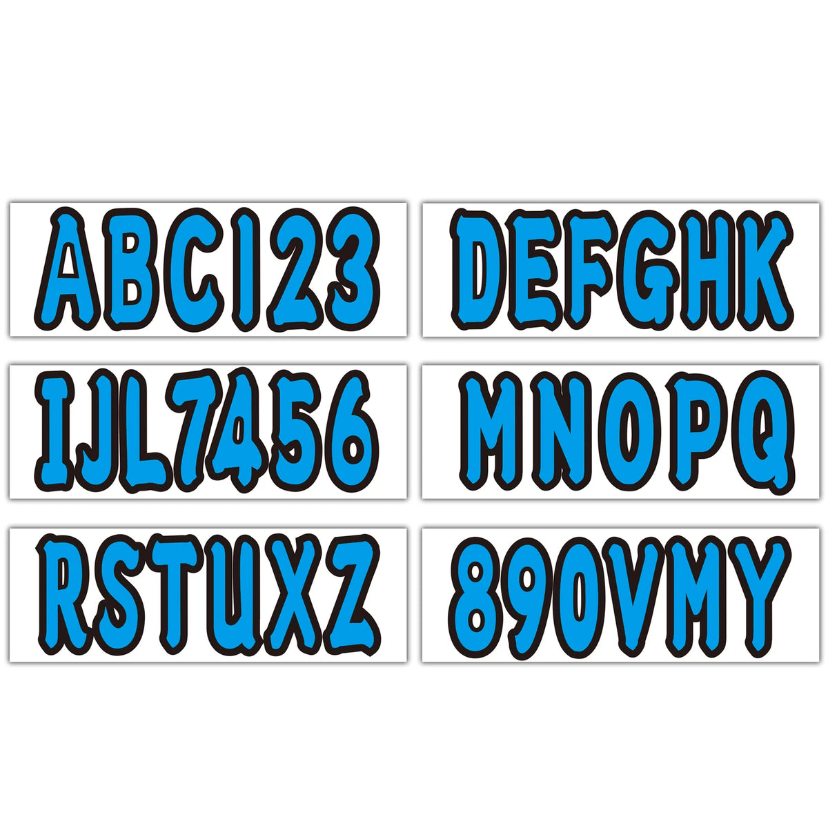 Set of 4 Blue Decals A-Z & 0-9 for Boat Registration Stickers