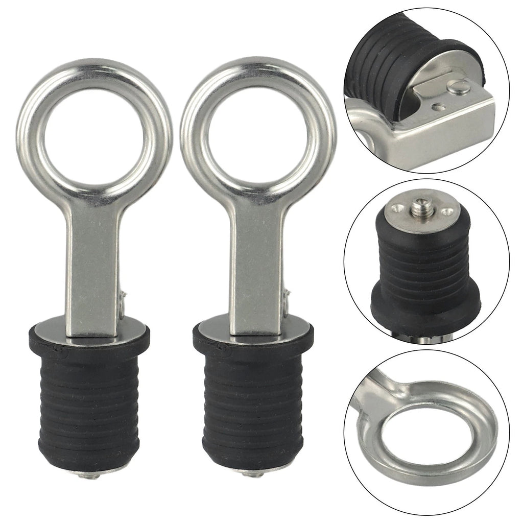 Adjustable Rubber & Stainless Steel Drain for Boats & Kayaks (2 Pack)