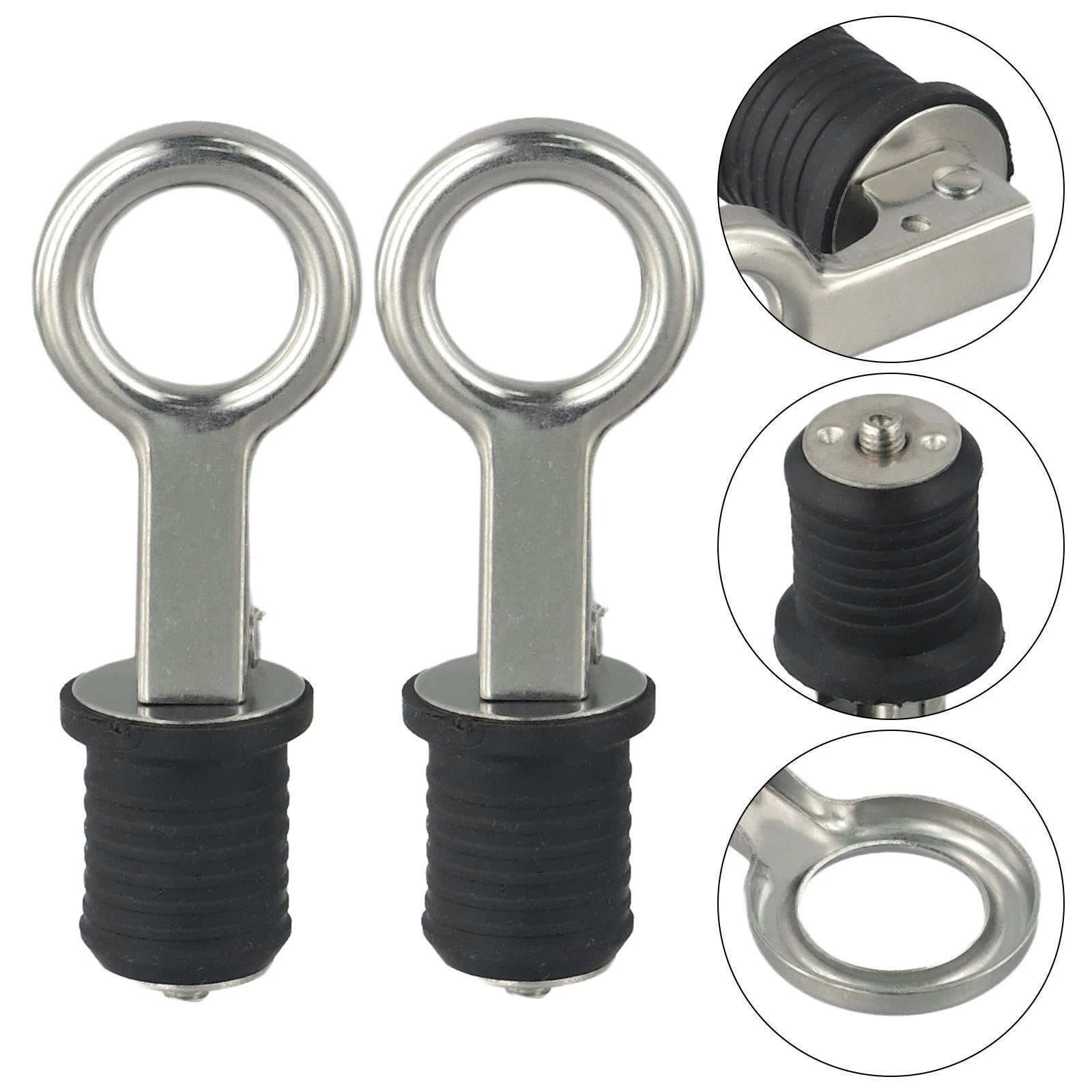 Adjustable Rubber & Stainless Steel Drain for Boats & Kayaks (2 Pack)