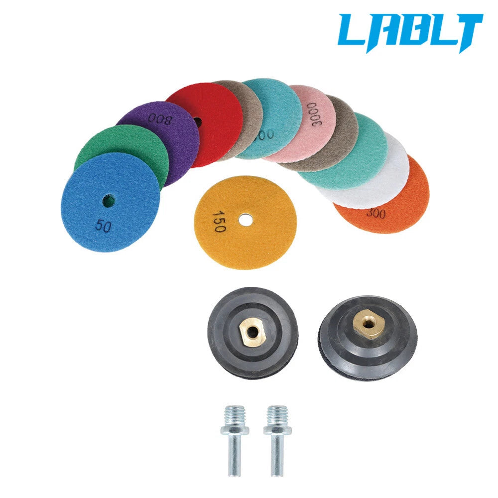 14 Pack 4" Diamond Polishing Pads Kit with 2 Backer Pads for