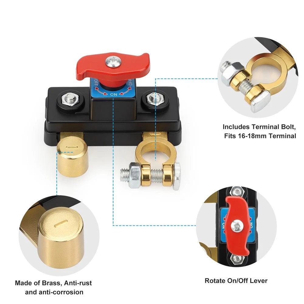 Battery Disconnect Terminal Switch Isolator for Car RV SUV (12V & 24V)
