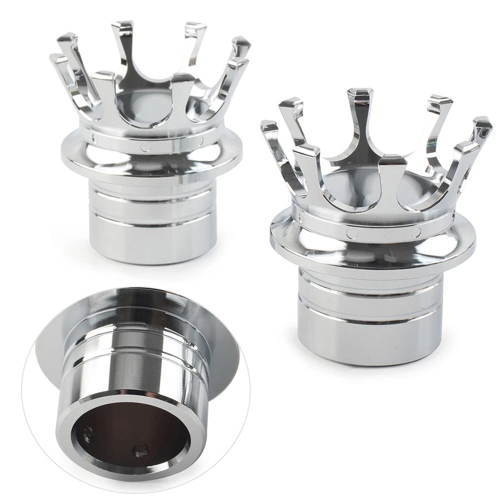 Crown Front Axle Nut Cover Pair For Harley Softail Sportster Road King Chrome