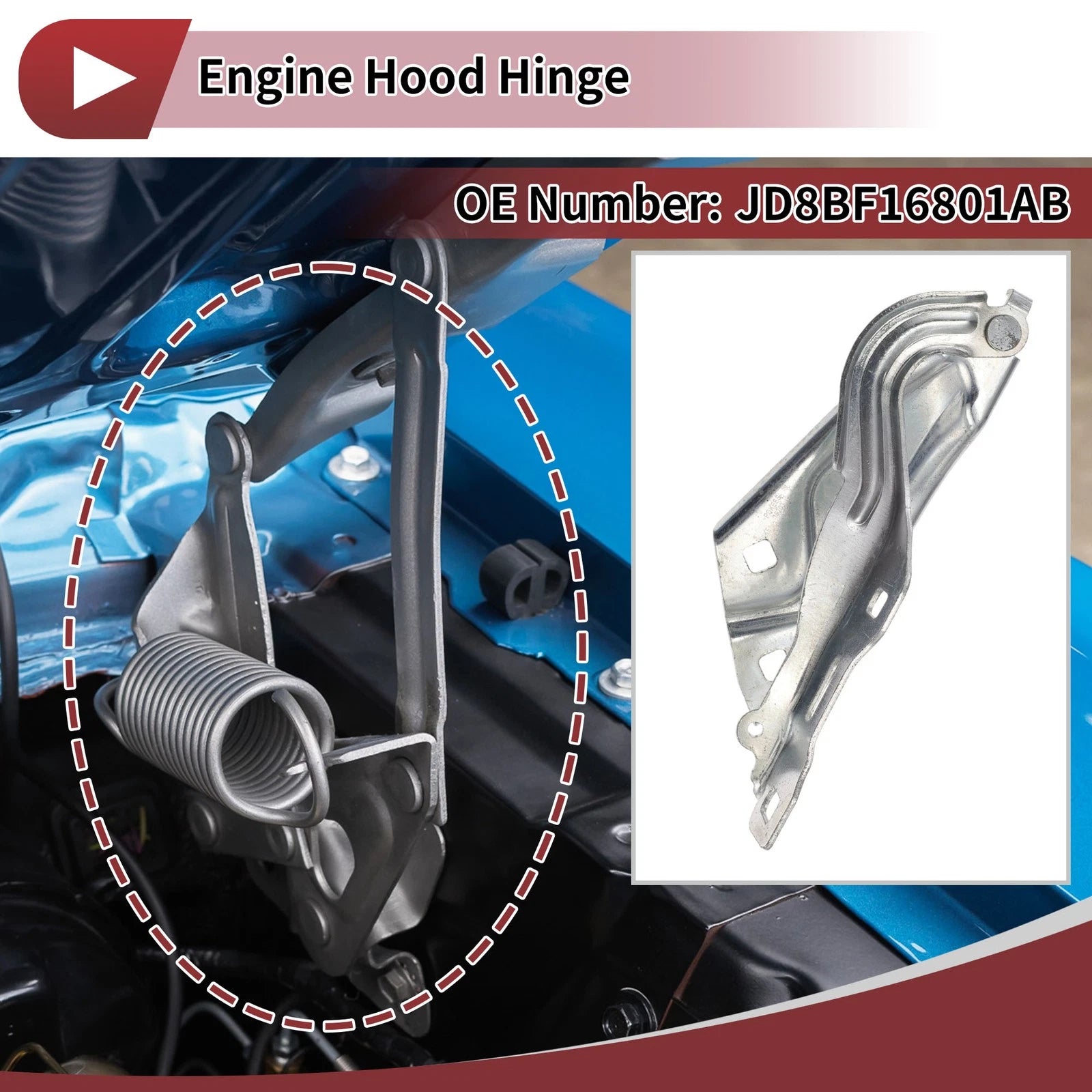Hood Hinge for Ford Escort (2019) Left Side, 1 pcs