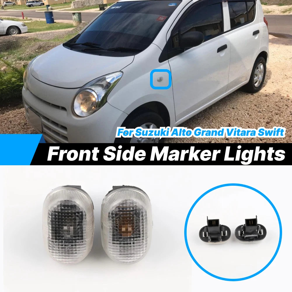 2X Clear Front Side Marker Lights for Suzuki Baleno (1996–2001)