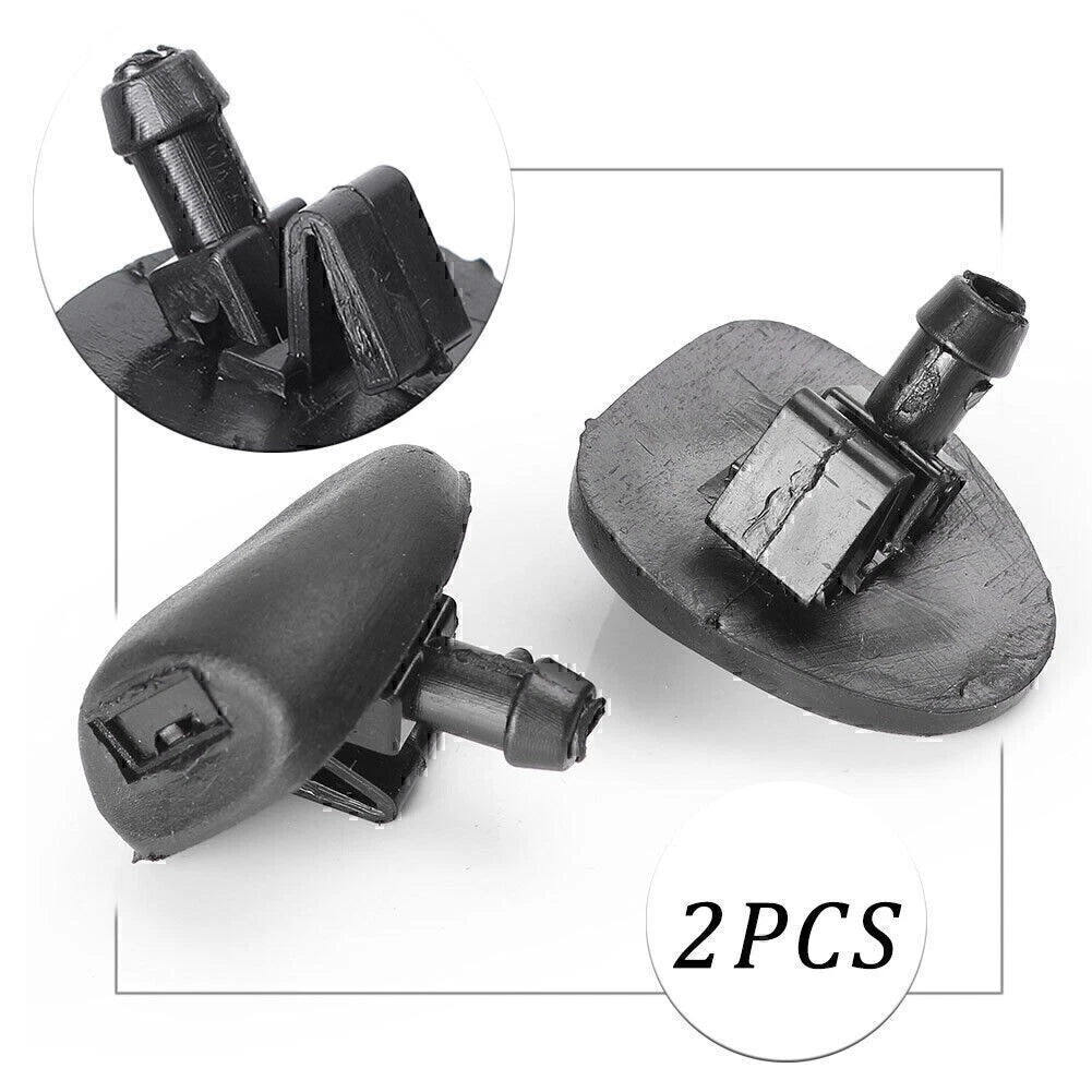 Pair Front Windscreen Washer Jet Nozzle For Peugeot 206 Citroen C2 Black ABS New