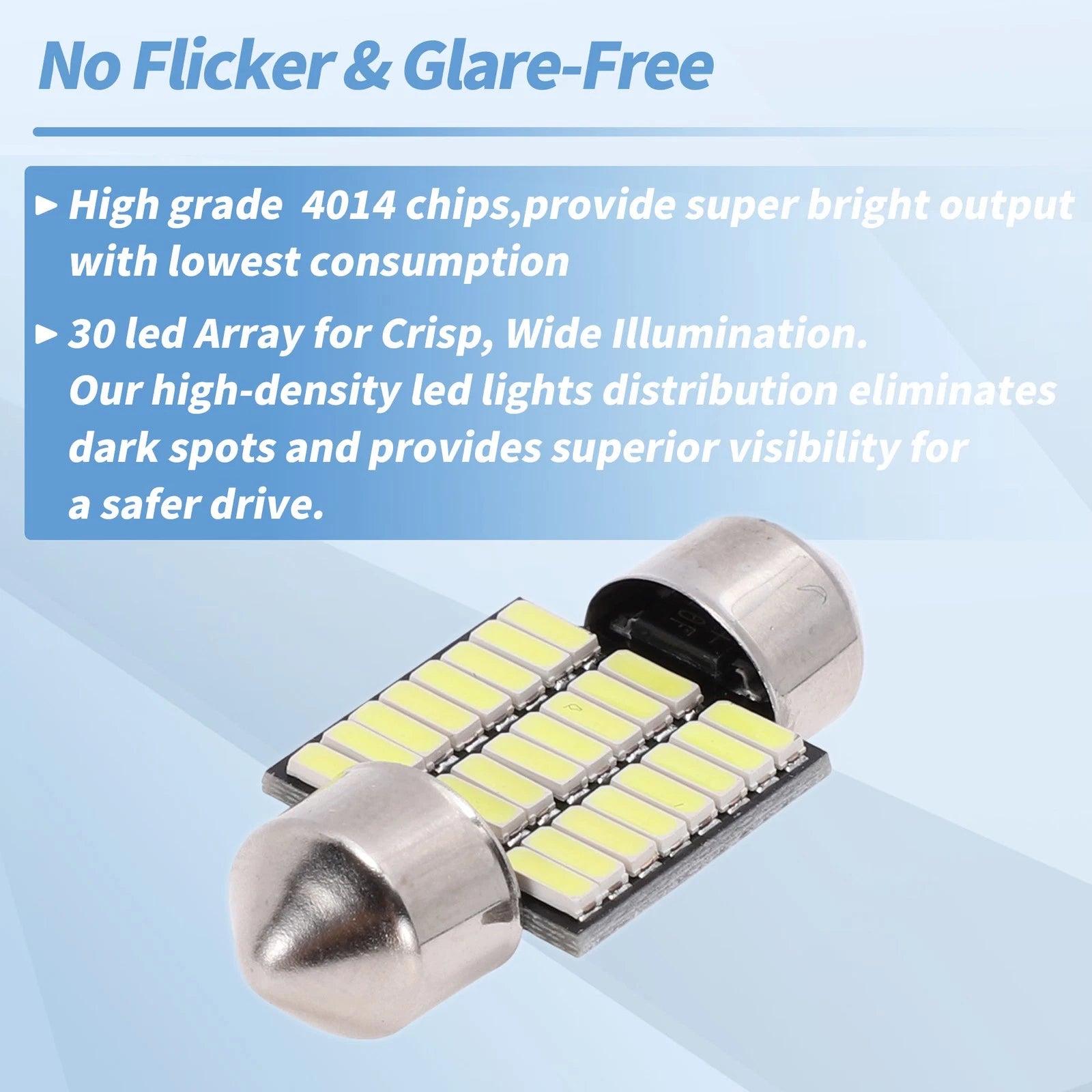 2X LED Dome Light Bulbs 4014 Chip 36mm for
