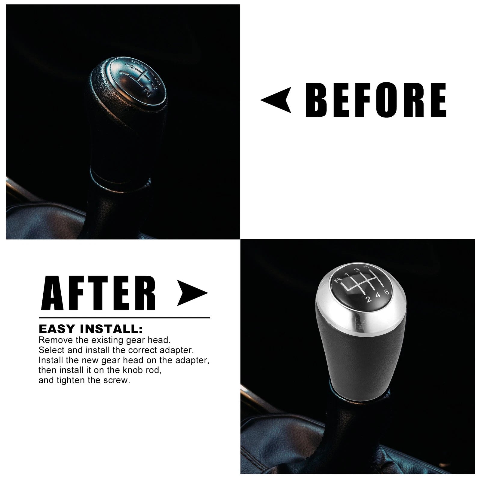 Faux Leather Gear Shift Knob 6 Speed for Mazda 6 (2007–2012) Black
