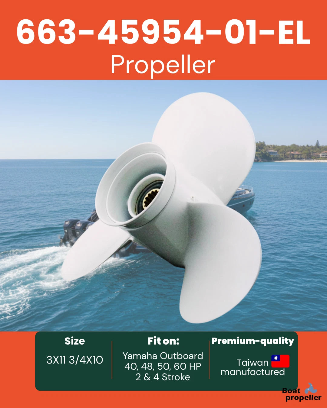 3X11 Propeller for Yamaha Outboard 40-60 HP (663-45954-01-EL)