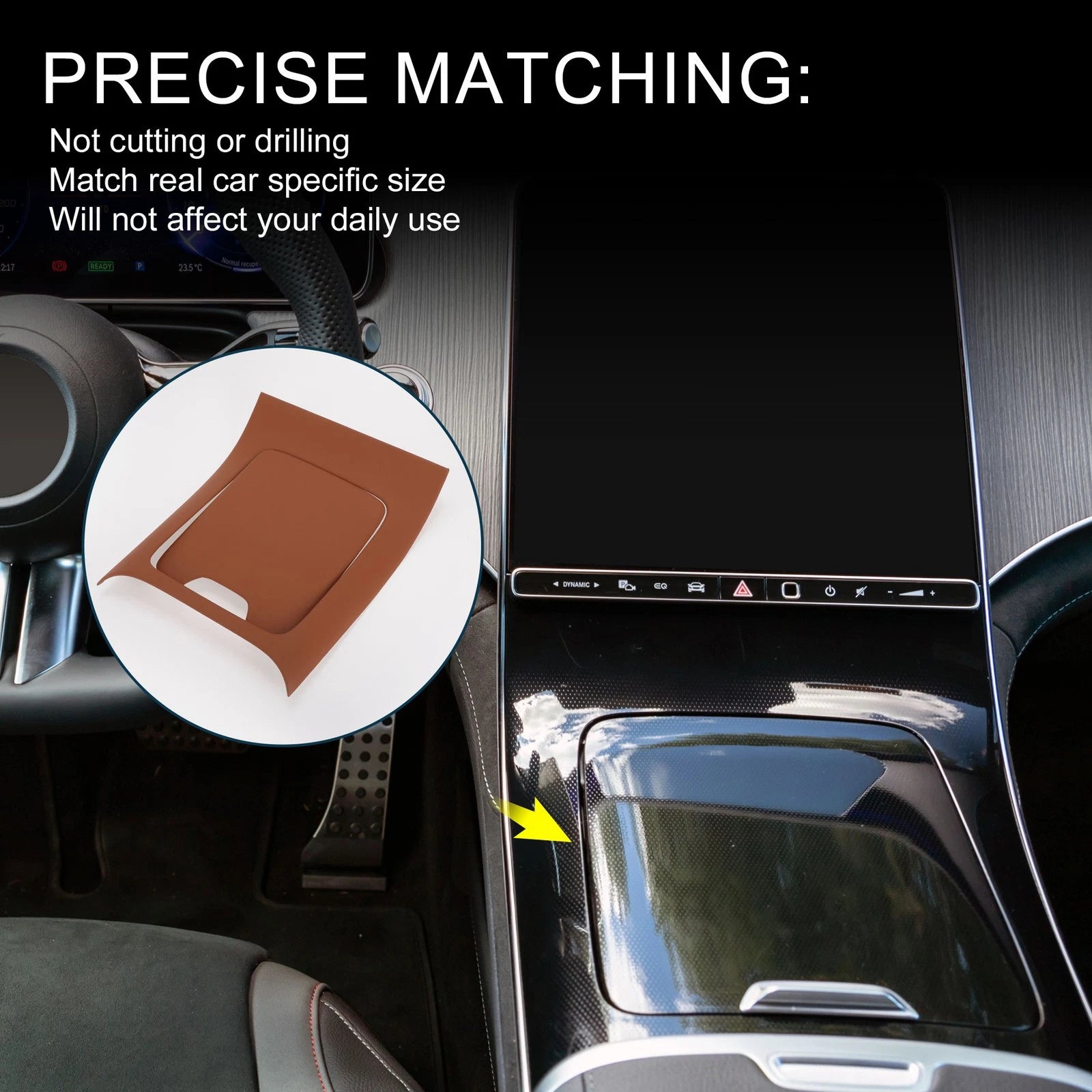 Center Console Panel Sticker for Mercedes-Benz EQE350 2022–2024 Brown 1 Set