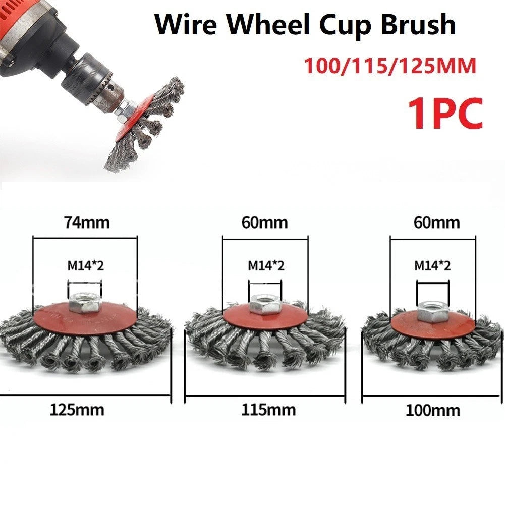 100mm Steel Wire Brush for Grinder (1pc, M14x2)