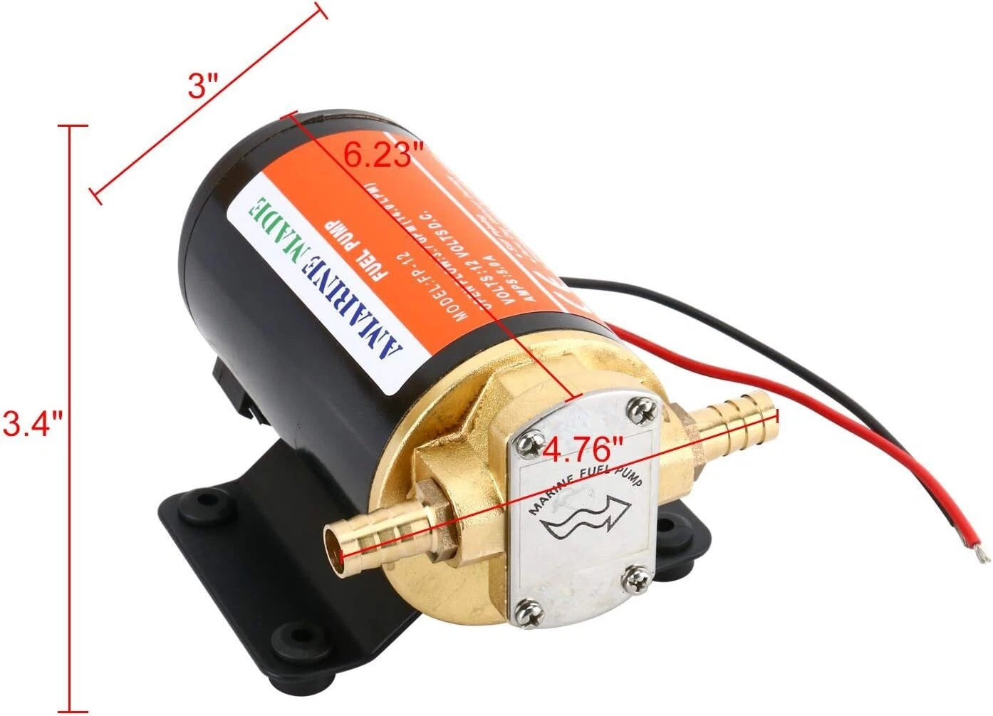Self Priming Impeller Gear Pump for 12V Vehicles (3.7 GPM/14.0 LPM)