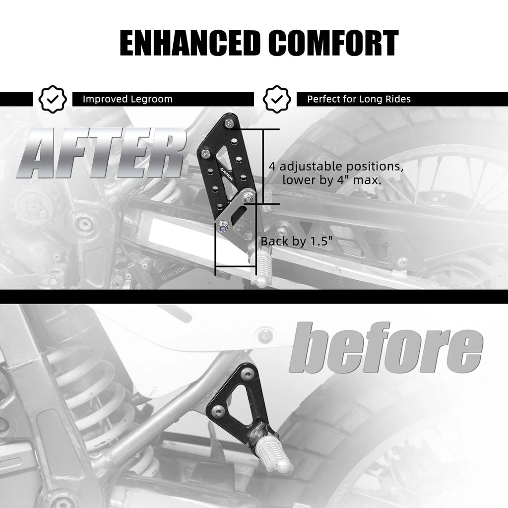 Passenger Foot Peg Relocation Brackets for Suzuki DR650SE (1996–2024)
