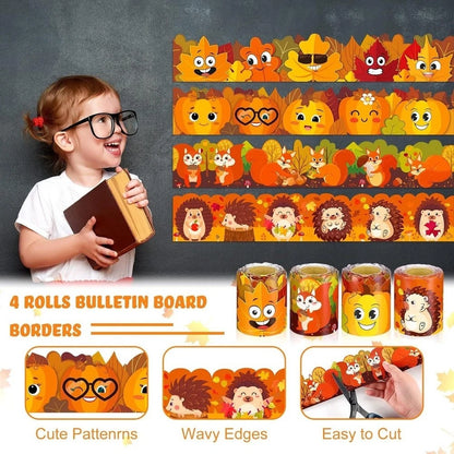 Pumpkin Styled Autumn Borders for Classroom and Home Fall Bulletin Boards