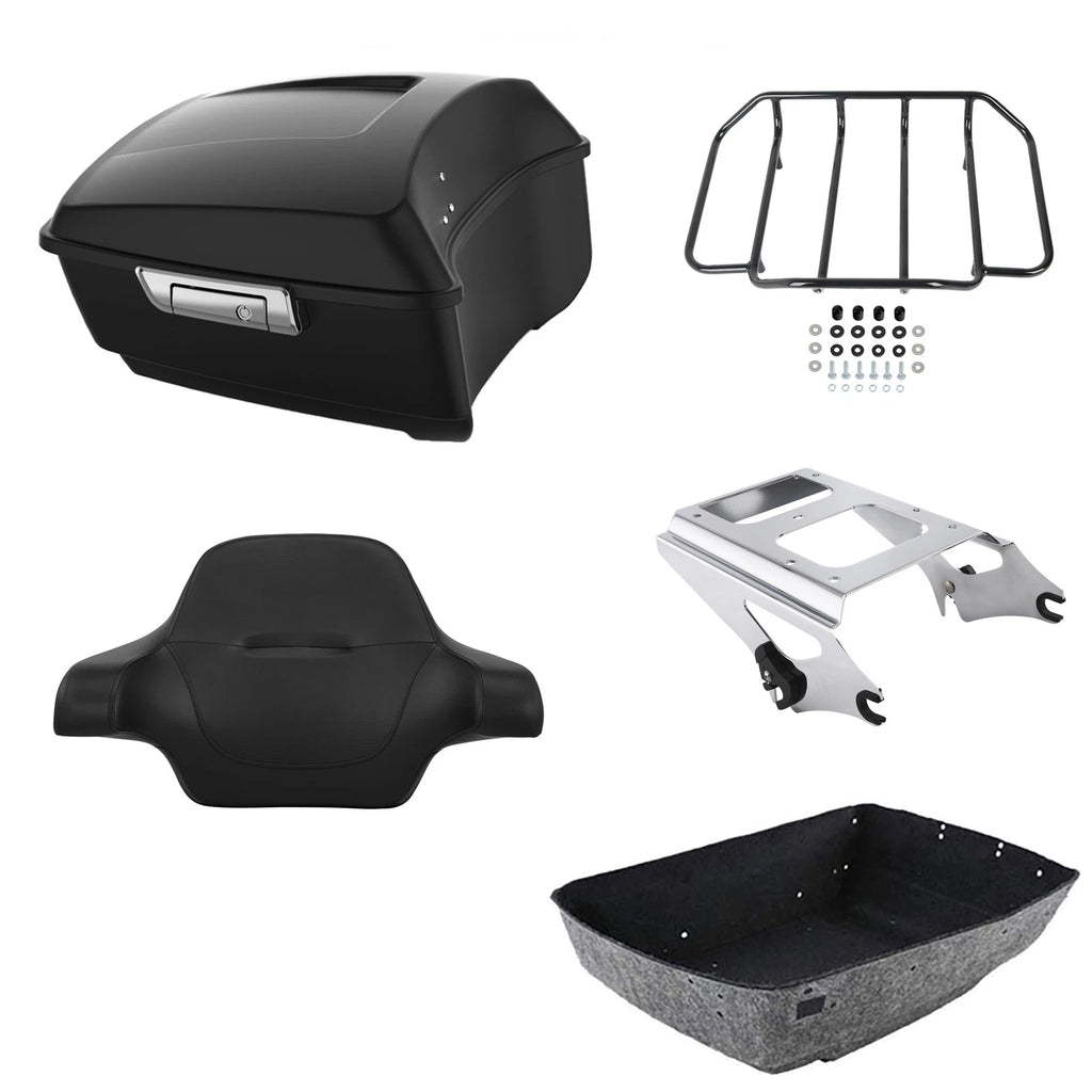 Matte Black Trunk Backrest Pad Rack Mount for Harley Road Glide (2009–2013)