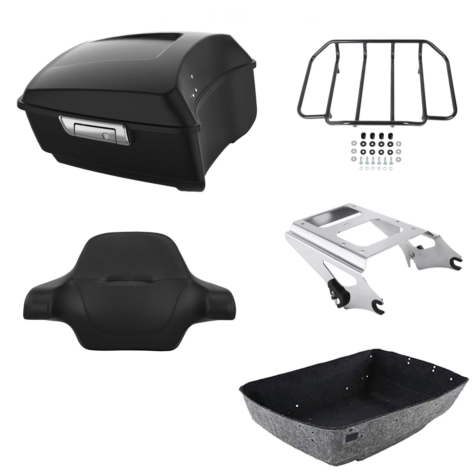 Matte Black Trunk Backrest Pad Rack Mount for Harley Road Glide (2009–2013)