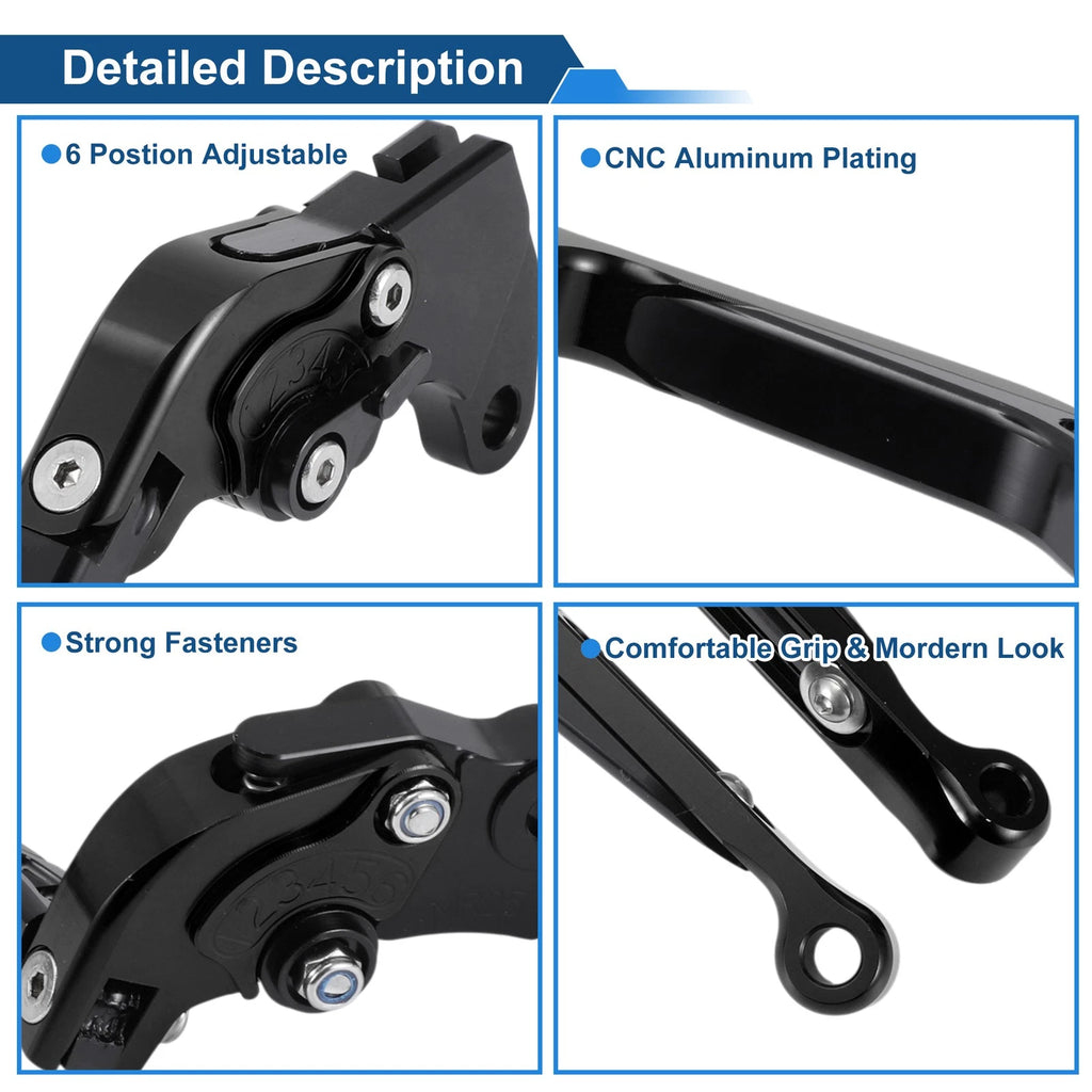 Adjustable Brake Clutch Levers for Yamaha MT125 (2014–2021) Solid Black
