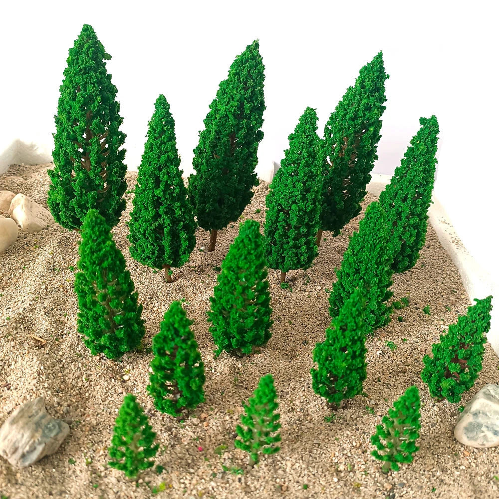 15Pc Mix Size Miniature Model Tree Train Railroad Wargame Park Landscape Scenery