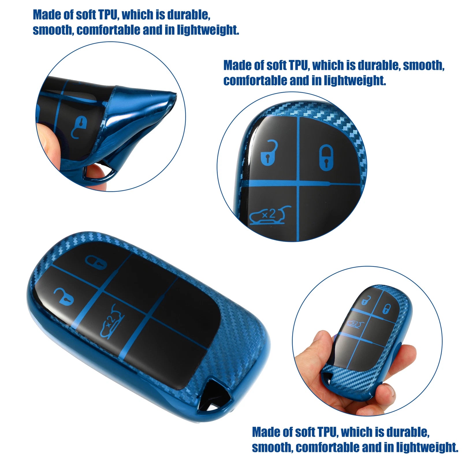 TPU 3 Button Keyless Entry Remote Cover for Jeep Cherokee (2018) Blue