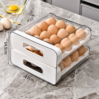 2 Tier Stackable Fridge Organizer Rack with Smooth Sliding Drawers