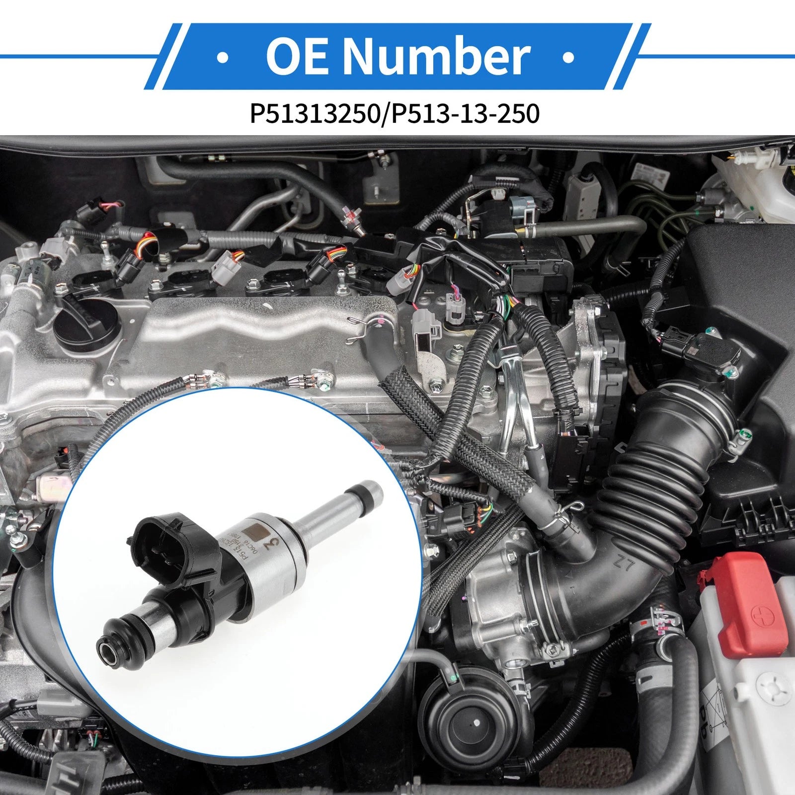 Fuel Injector Replacement for Mazda MX-5 Miata 2.0 (2018–2024) Silver Tone
