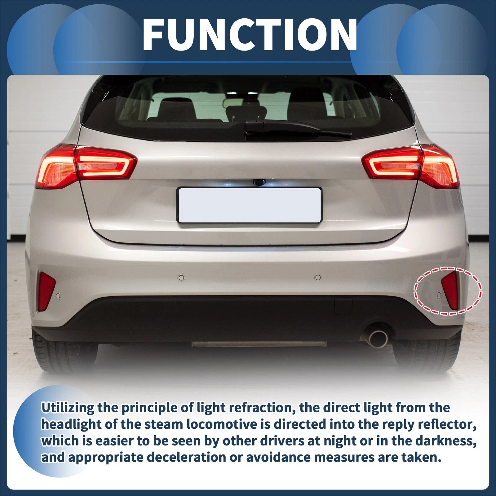 Bumper Reflector Replacement Rear Left for Ford Focus Sedan (2019–2020)