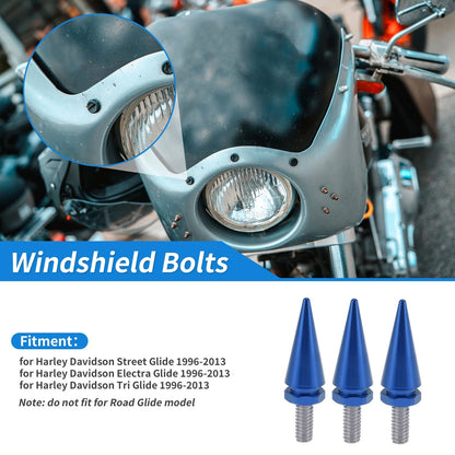 Windshield Bolts for Harley Davidson Street Glide (1996–2013) Aluminum Alloy Blue