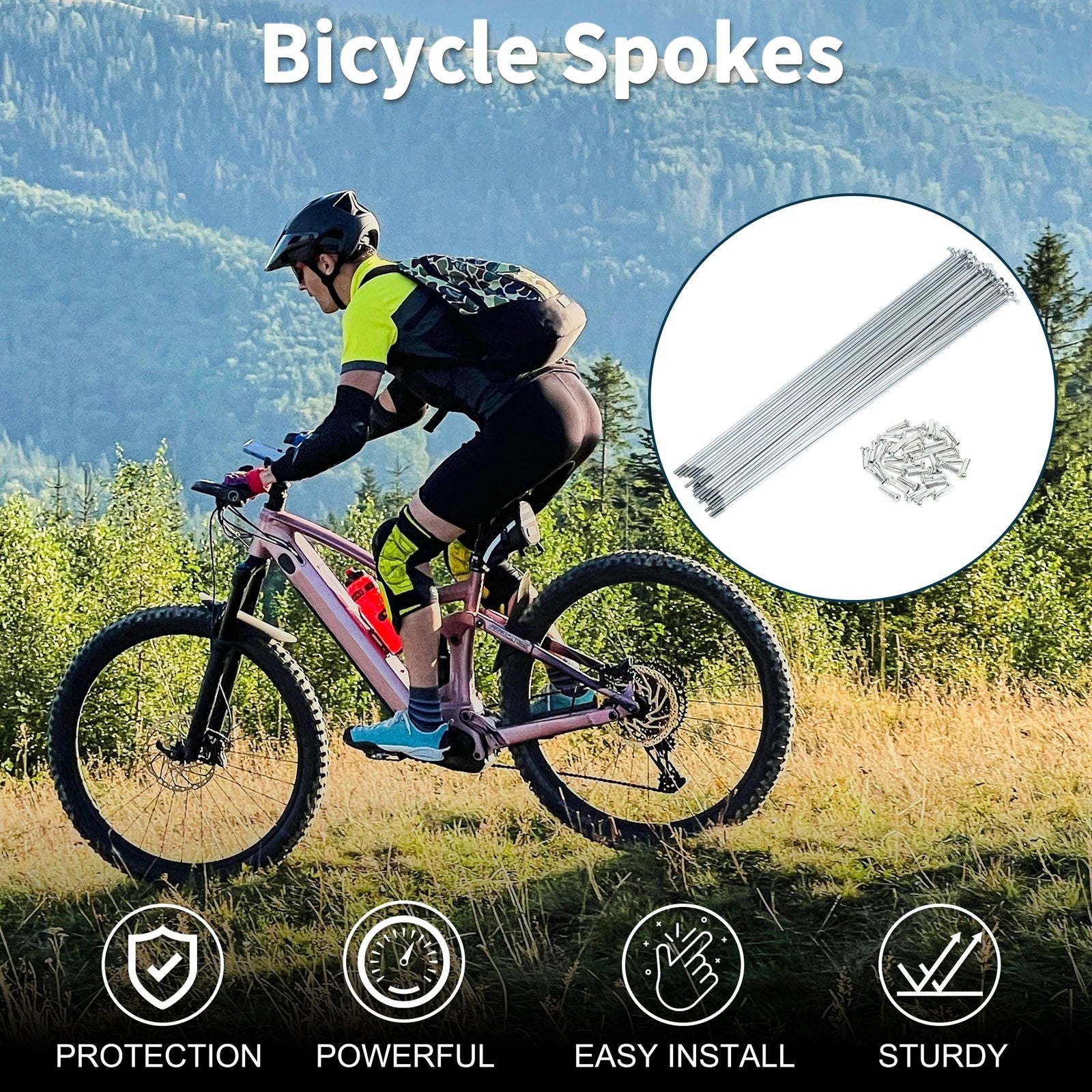 Bicycle Spokes Nipple Set Carbon Steel Galvanized 237mm for Universal (—)