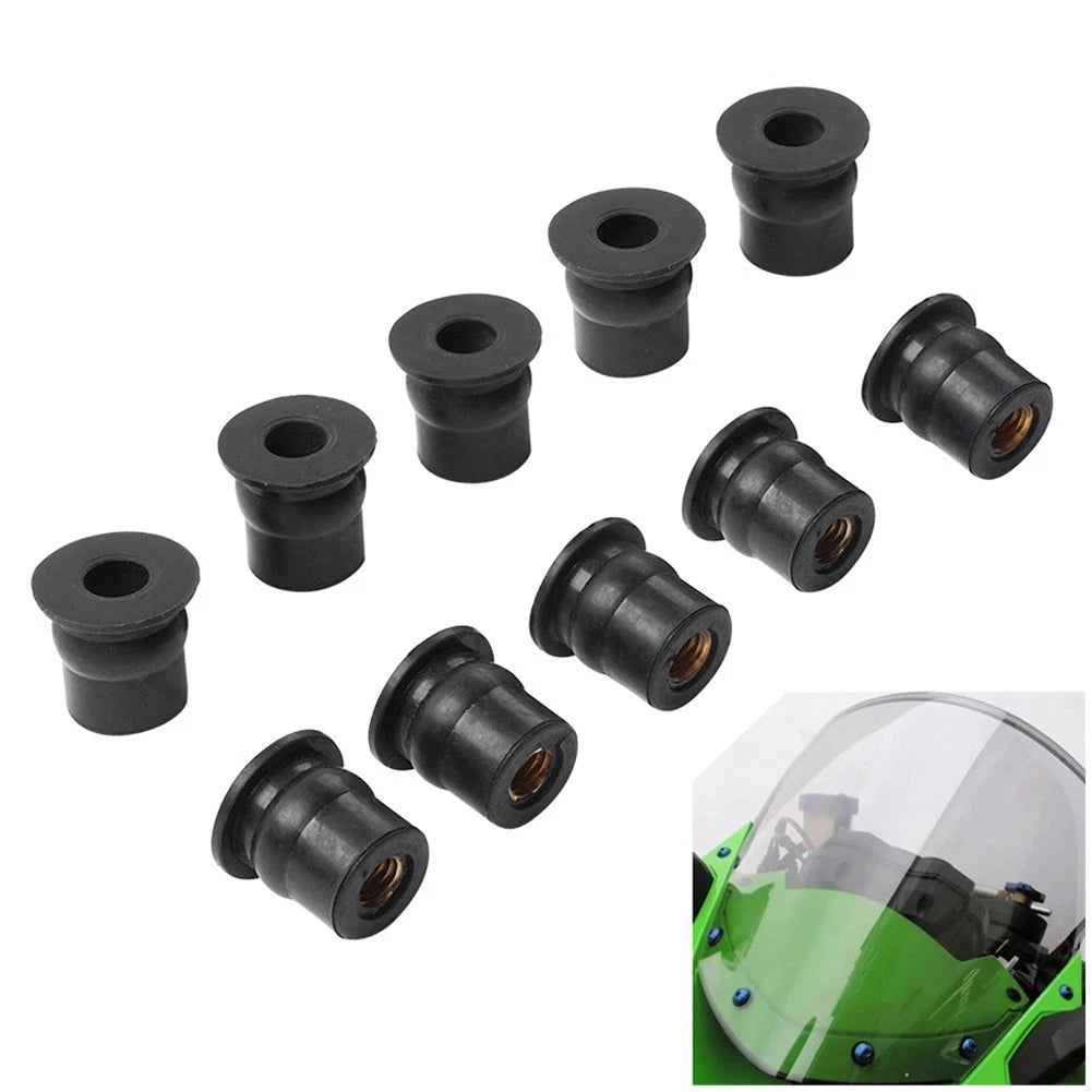 10X Rubber Windshield Nut M5 Vibration Damper for Universal Fit