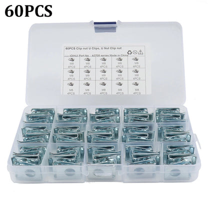 60x Fairing Bodywork U Clips U Nut Fasteners M8 for Car Roof Linings Door Panel
