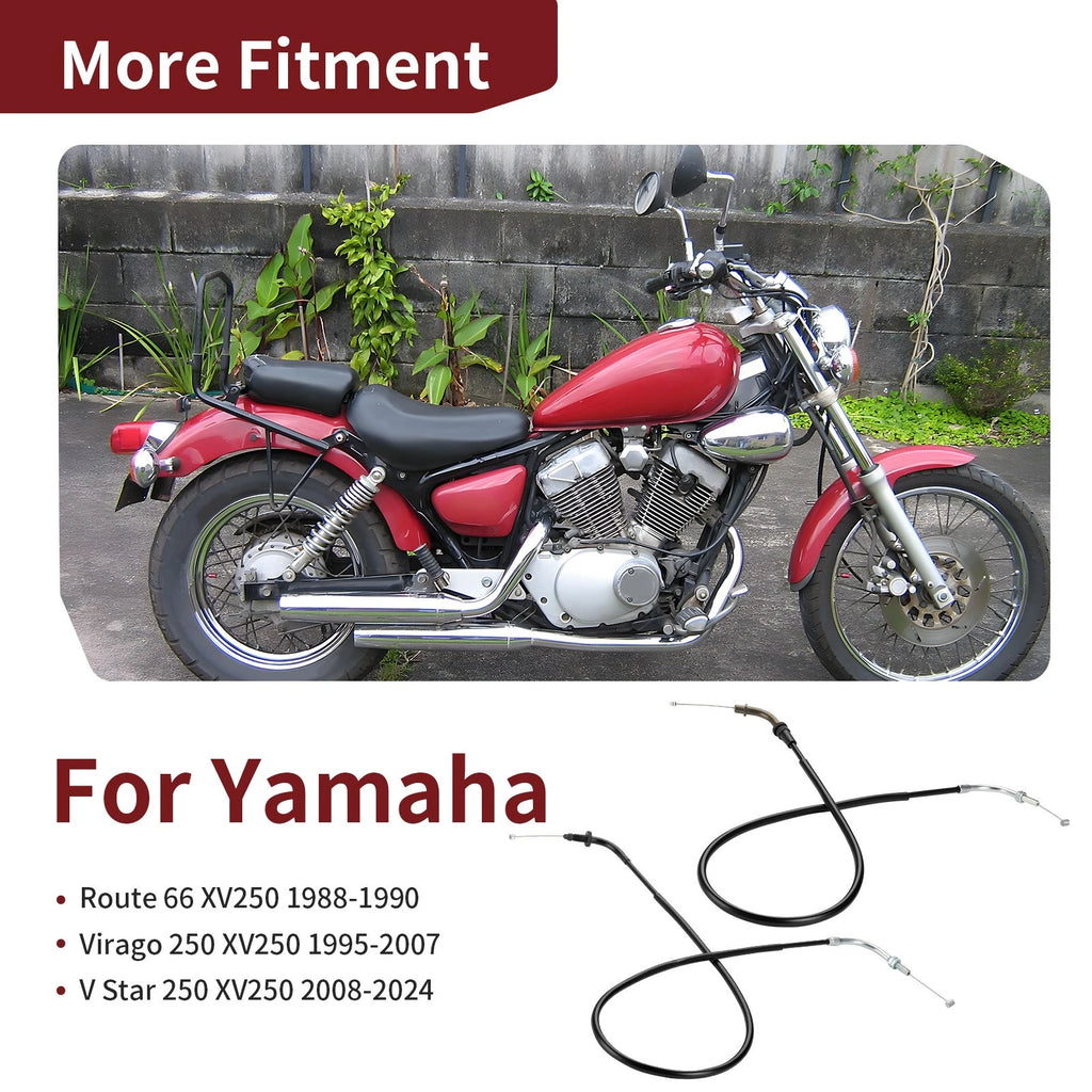 Throttle Cable Set of 2 for Yamaha Virago 250 XV250 (1995–2007) 2UJ-26311-10-00