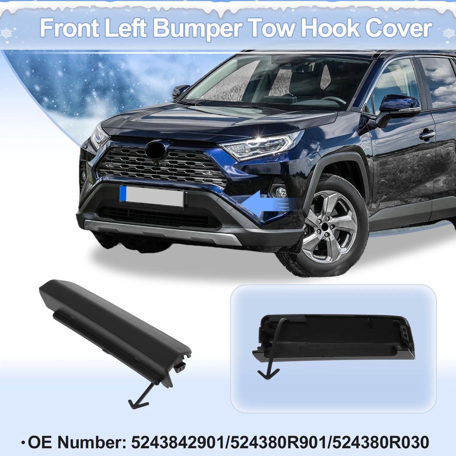 Tow Hook Cover Cap Left Front Replacement for Toyota Avensis (2015–2018)