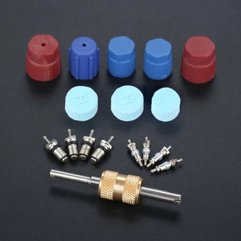 A/C System Valve Core Seal Repair Kit for Auto (Includes Cap Tool & Valves)