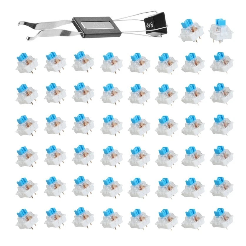 50PCS 3Pin Mechanical Keyboard Switches Blue Tactile with Keycap Puller