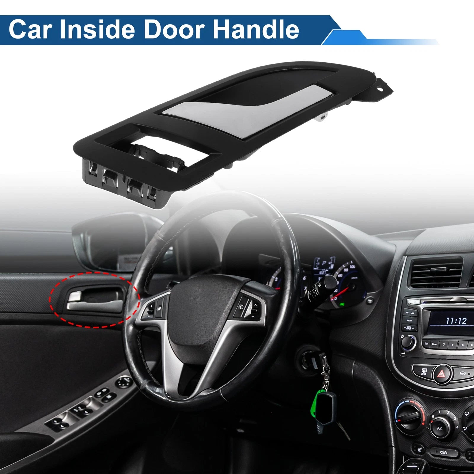 Front Driver Side Interior Door Handle for VW Skoda (2001–2008) Black Chrome