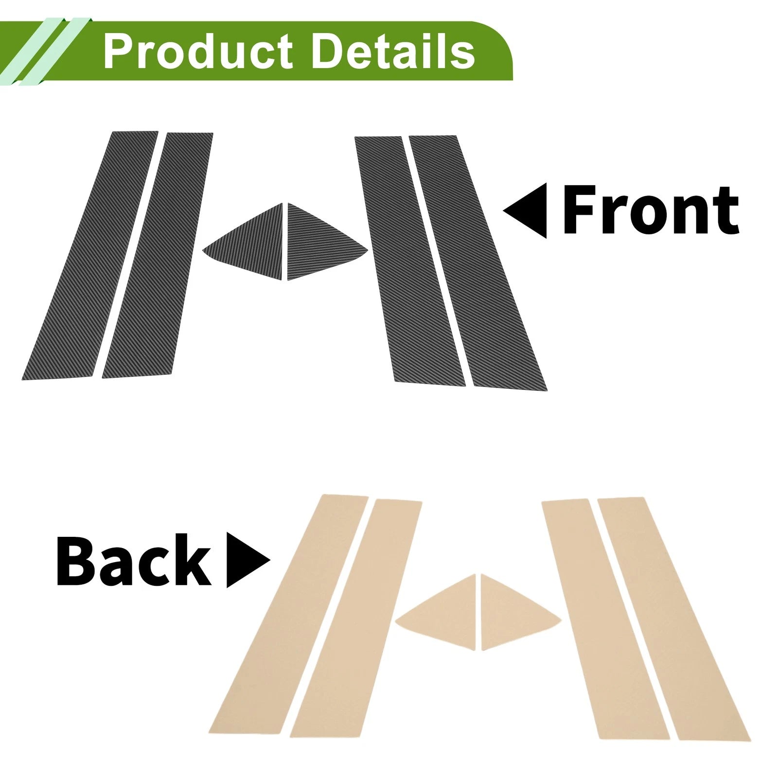 6 Pcs Pillar Window Trim Replacement for Dodge Charger (2006–2010) Carbon Fiber