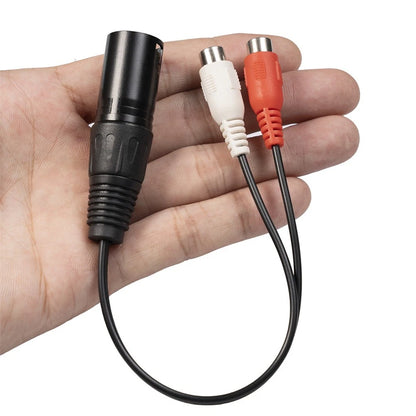 XLR Male to 2RCA Female Microphone Adapter Cable Color Coded