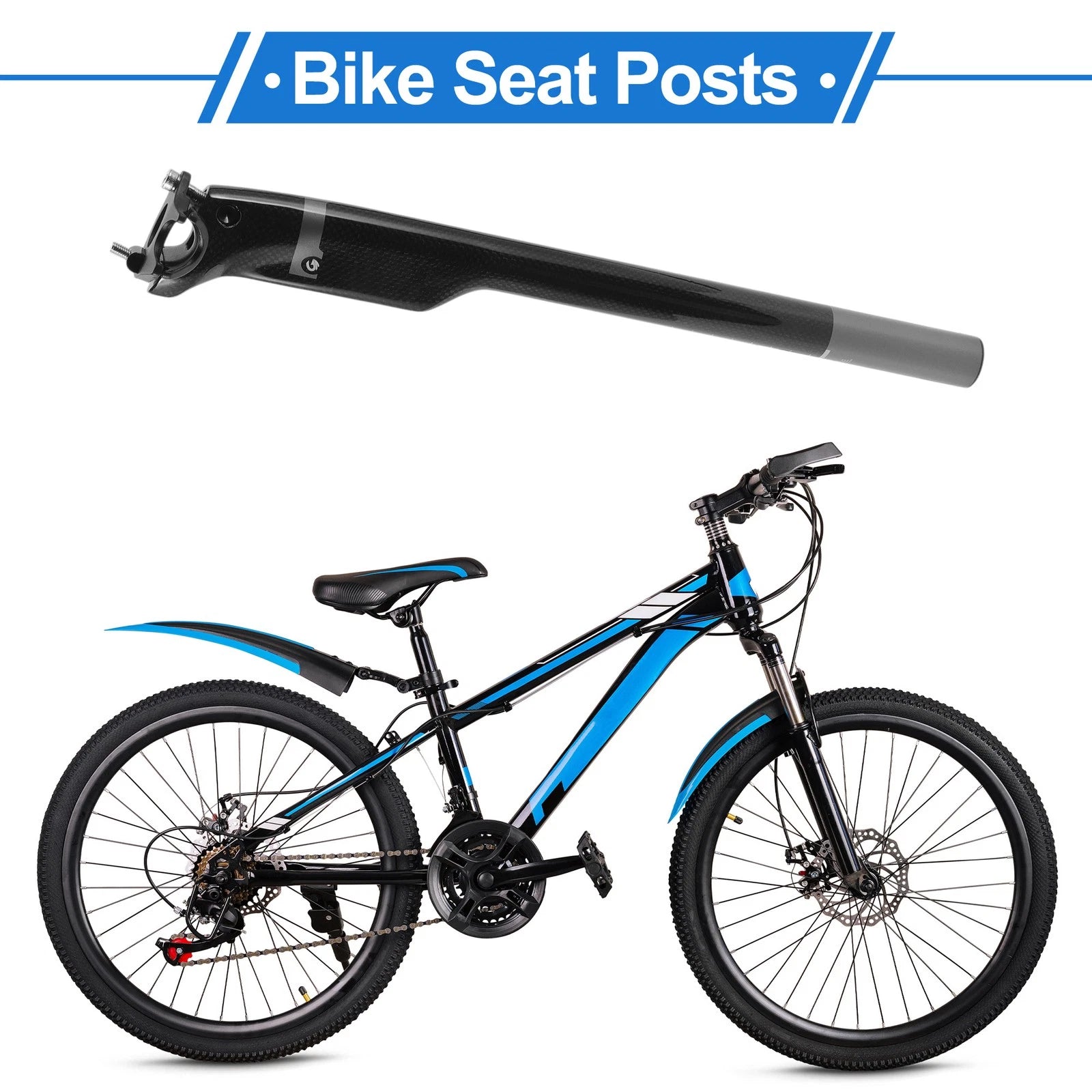 Adjustable Seat Post for Bike 27.2 x 400mm Two Bolt Gloss Black (Gray)