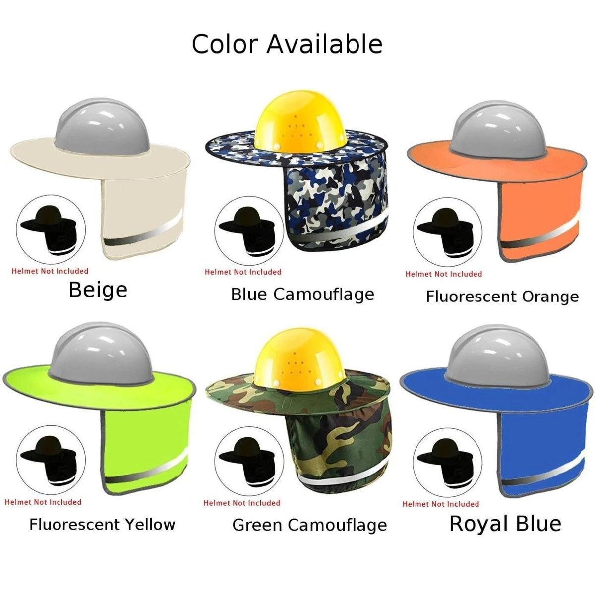 Helmet Safety Hat Sun Shade with Reflective Strip for Automotive Use