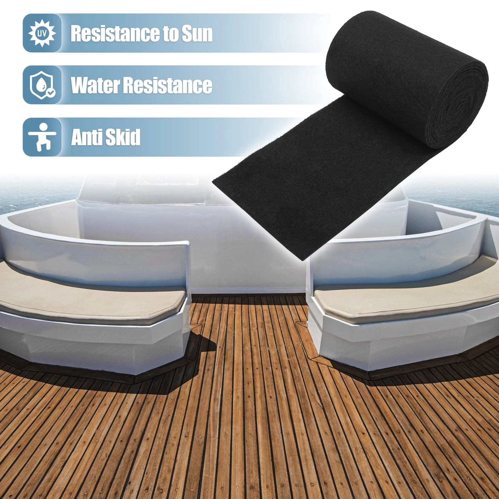 Boat Trailer Carpet Decking Sheet Mat Non Slip for 157x8 in Black (Fits)